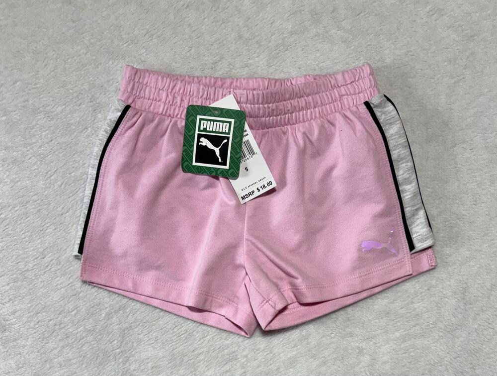 Puma Shorts Girls Kids Size 5 Athletic Activewear Cotton Blend Pink NWT